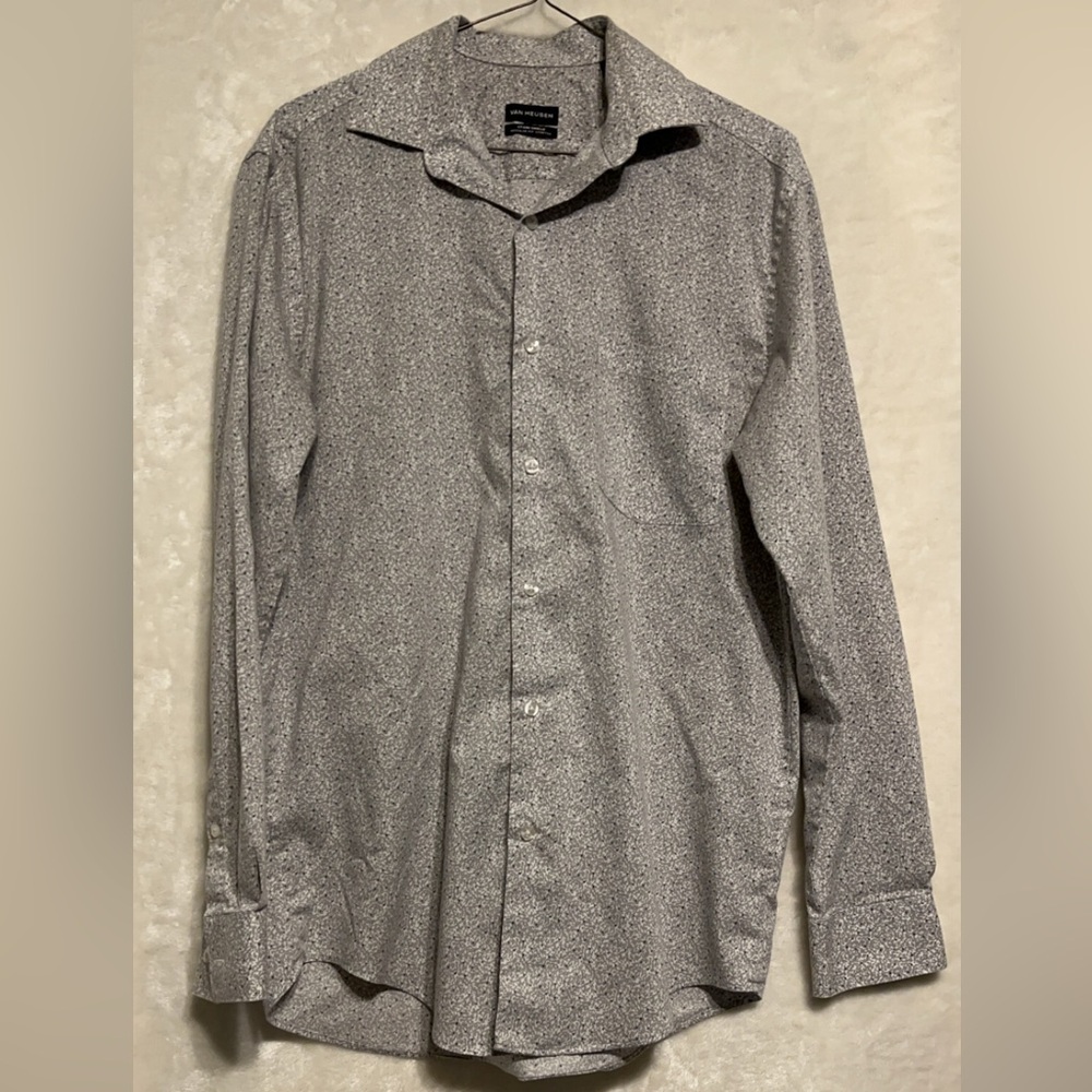 Men's Gray and Navy Blue “Cloud” Patterned Shirt